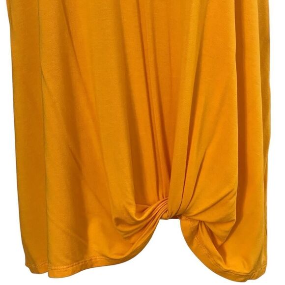 Cato Large Yellow V Neck Elbow Ruffle Sleeve Front Twist Tropical Leopard Sleeve - Picture 5 of 7